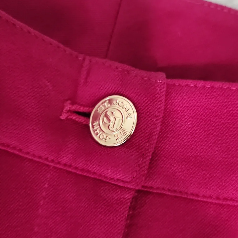St. John Yellow Label Red Heavyweight Twill Pant Size 12 - Picture 2 of 9